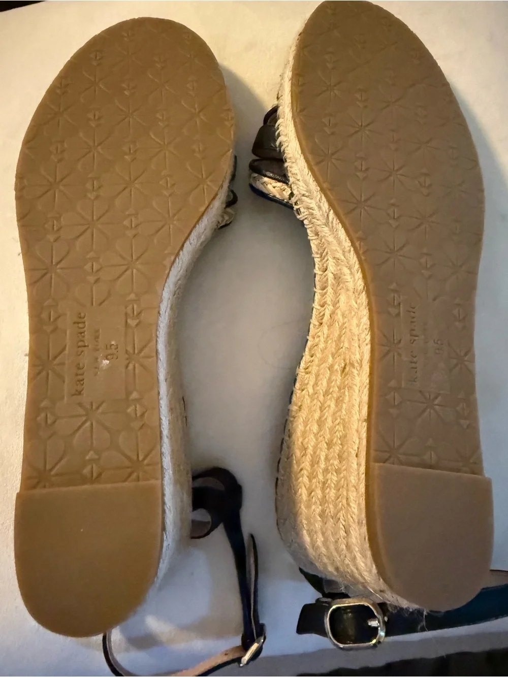 kate spade Black and Natural Rope Knot Espadrille Sandals